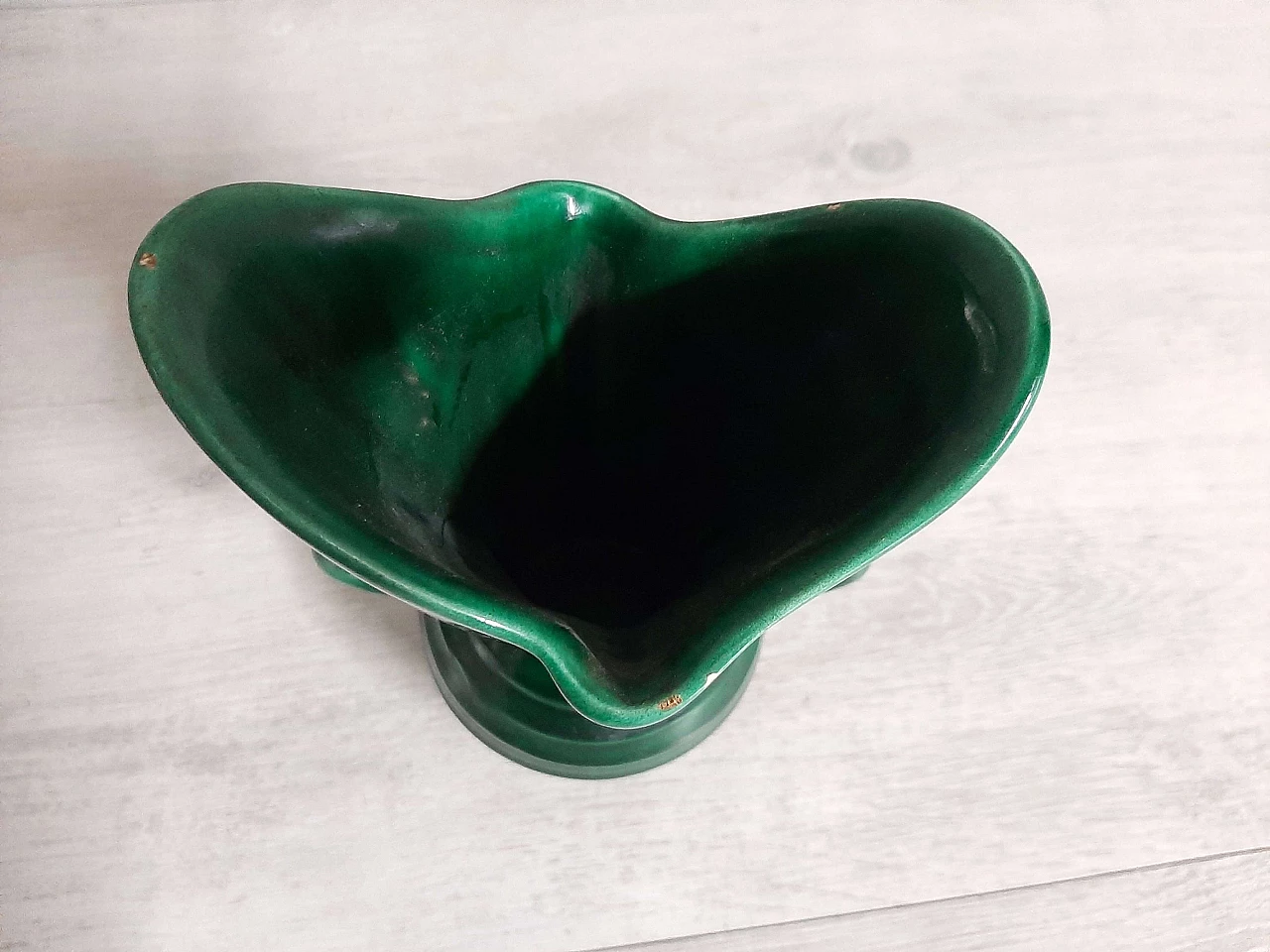 Vaso in ceramica verde di FPP Vallauris France, anni '50 7