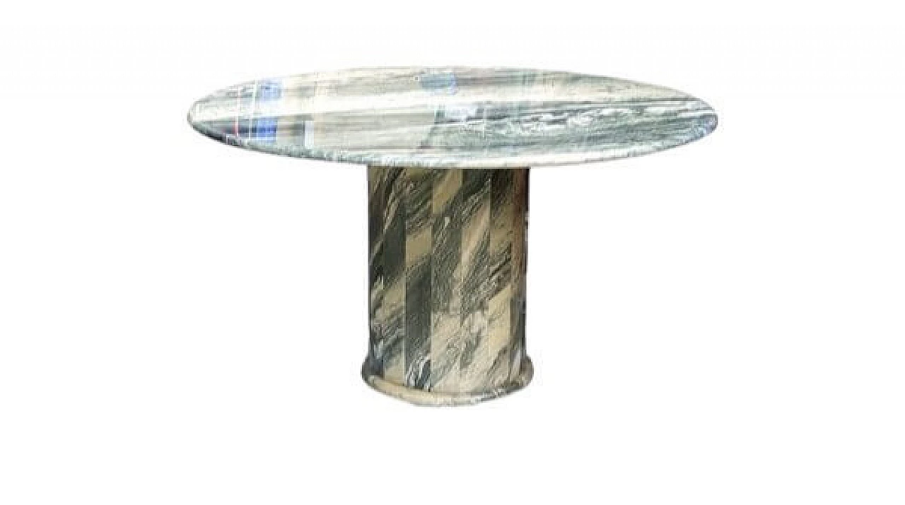 Circular green marble table with column structure, 1970s 6