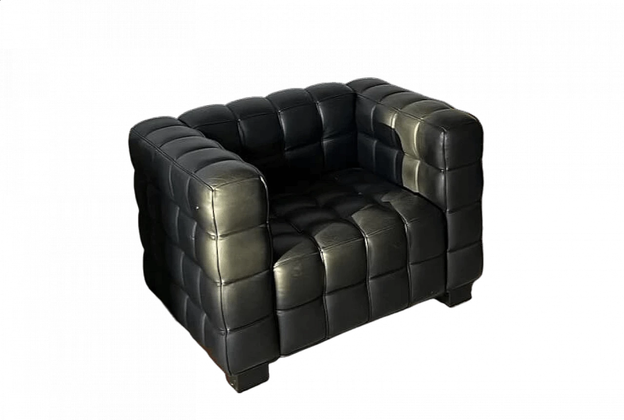 Kubus black leather armchair by Josef Hoffmann for Wittman 13