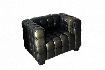 Kubus black leather armchair by Josef Hoffmann for Wittman