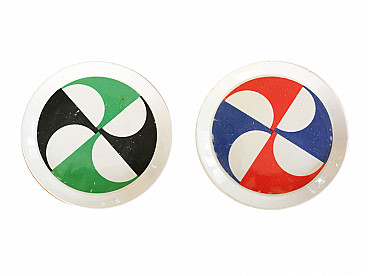 Coppia di piatti di Gio Ponti per Ceramica Franco Pozzi, anni '60