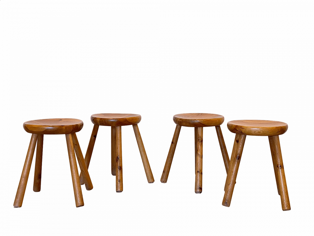 4 Pine stools in the style of Charlotte Perriand, 1960s 13