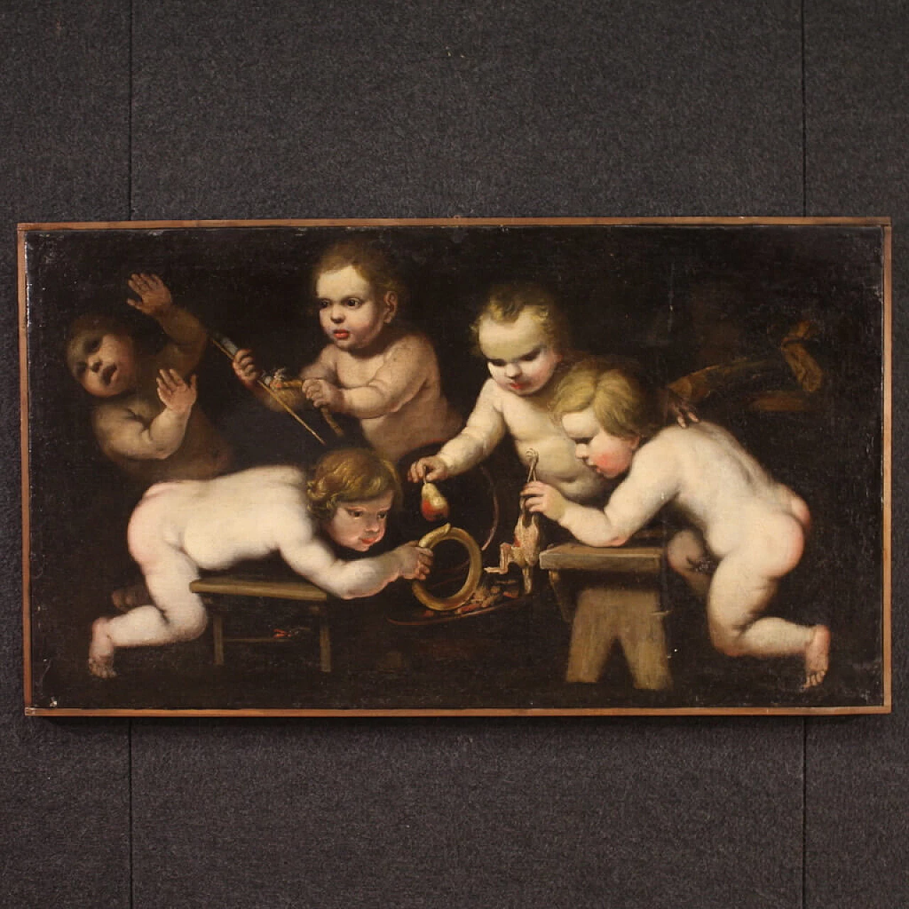 Playing putti, oil painting on canvas, second half of the 17th century 1