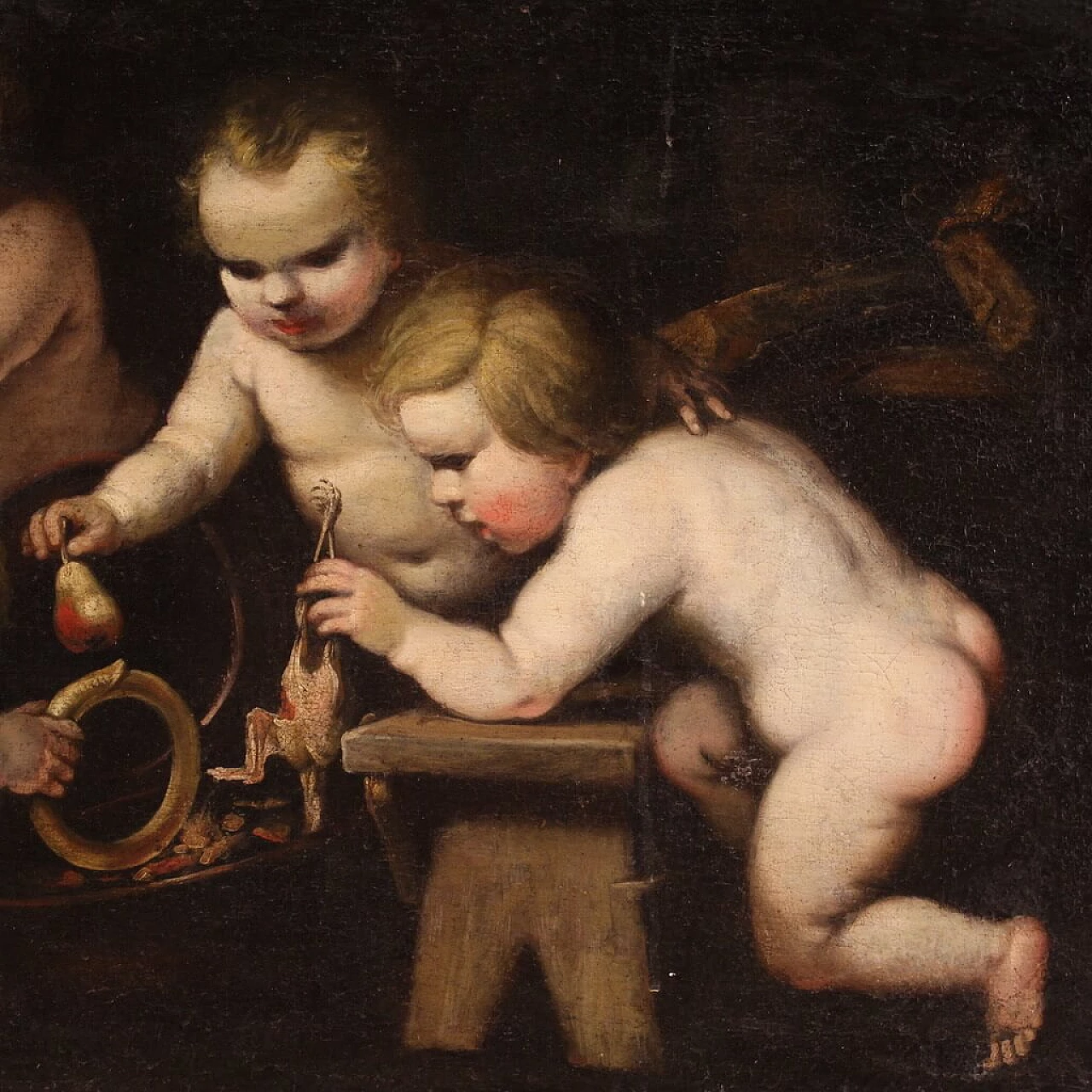 Playing putti, oil painting on canvas, second half of the 17th century 5
