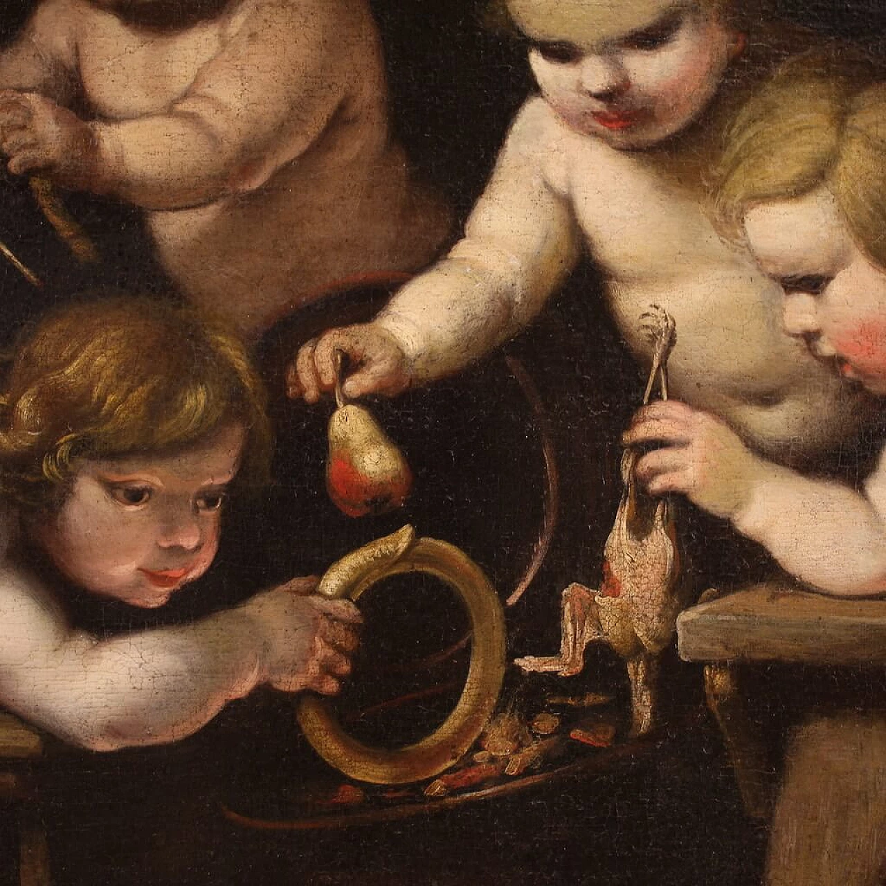 Playing putti, oil painting on canvas, second half of the 17th century 9