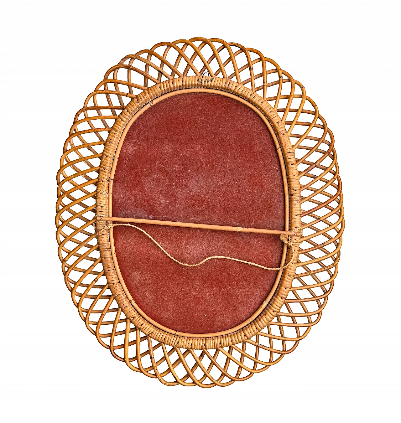Oval bamboo wall mirror by Franco Albini, 1970s 2