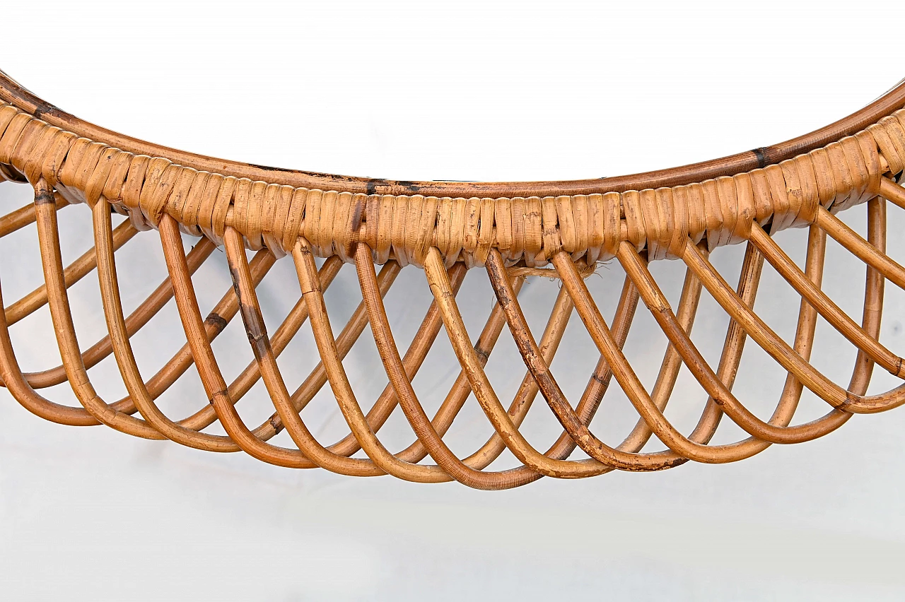 Oval bamboo wall mirror by Franco Albini, 1970s 4