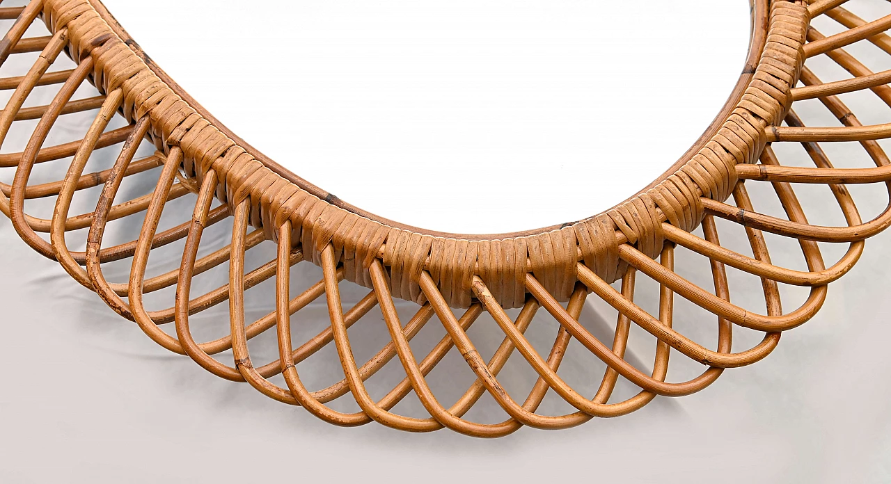 Oval bamboo wall mirror by Franco Albini, 1970s 5