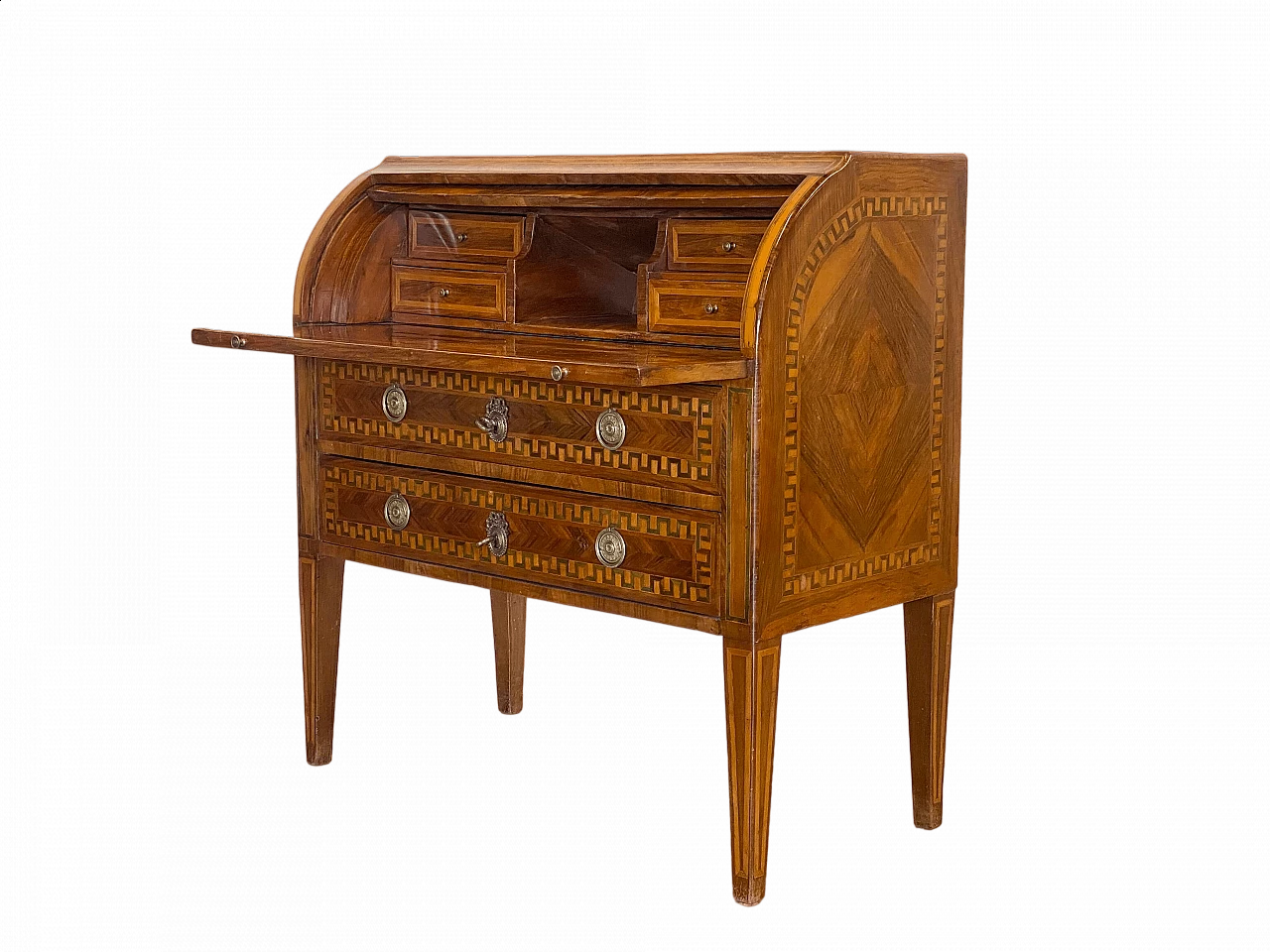 Louis XVI panelled and inlaid walnut roller writing desk, 18th century 27
