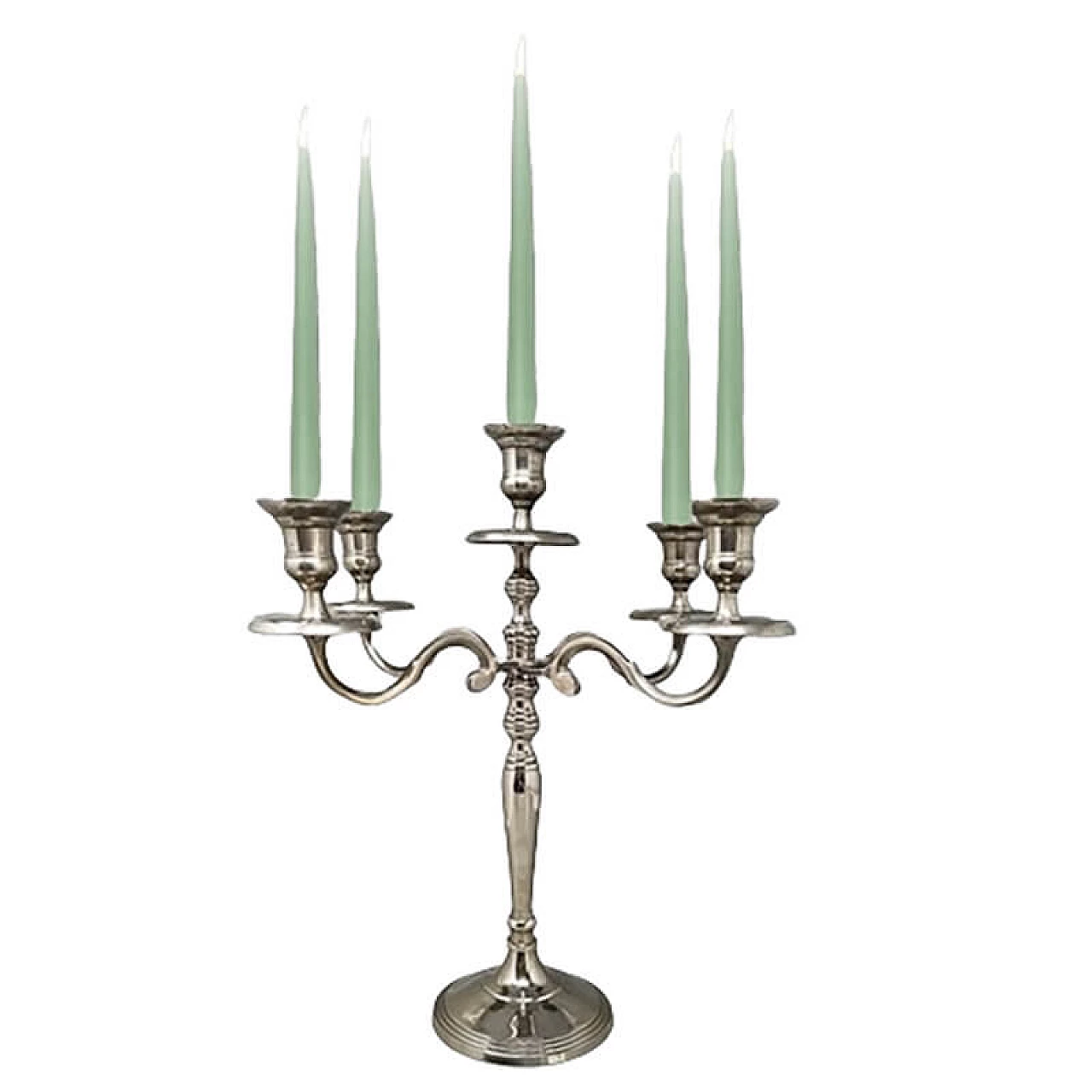 Stainless steel five-light candelabrum, 1950s 1
