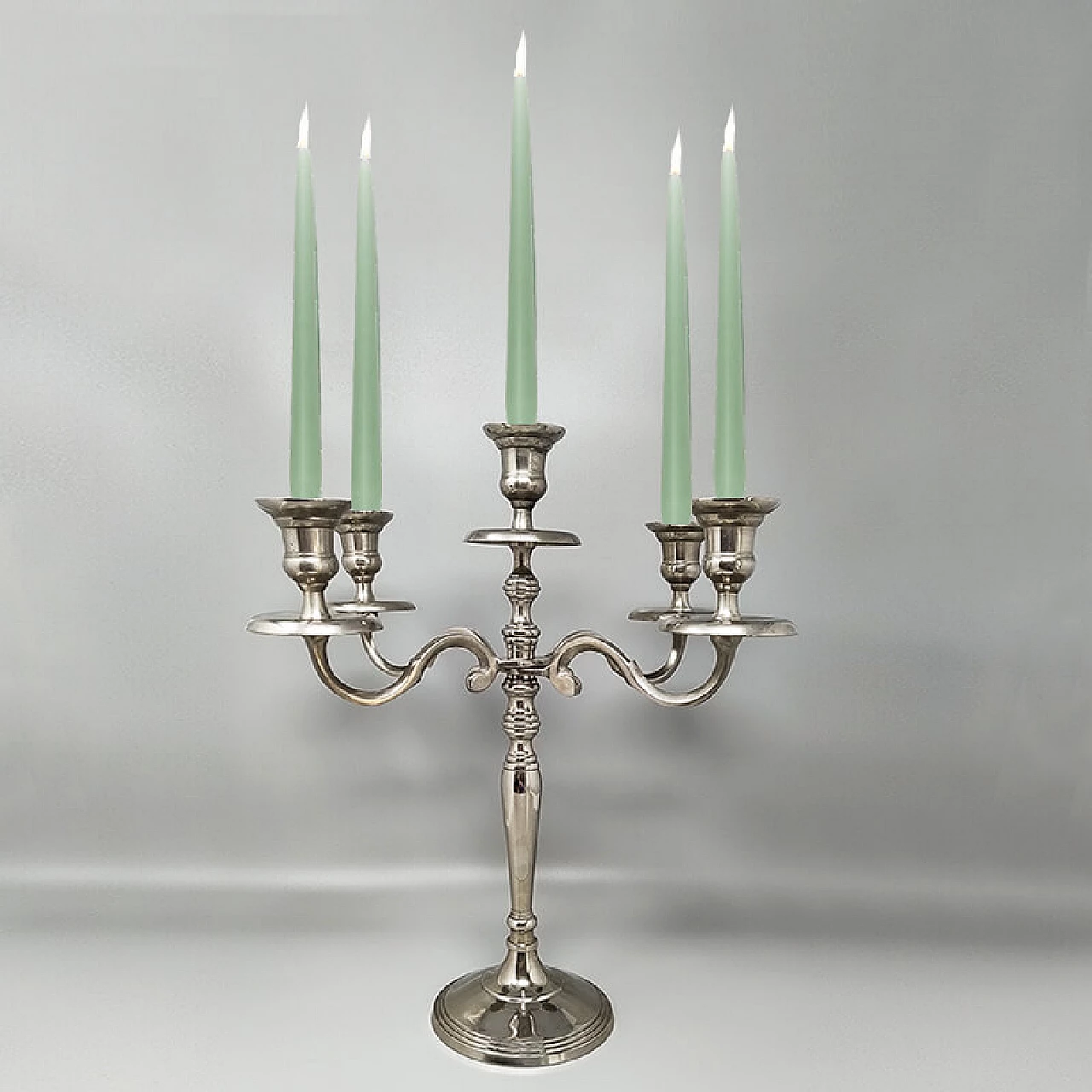 Stainless steel five-light candelabrum, 1950s 2