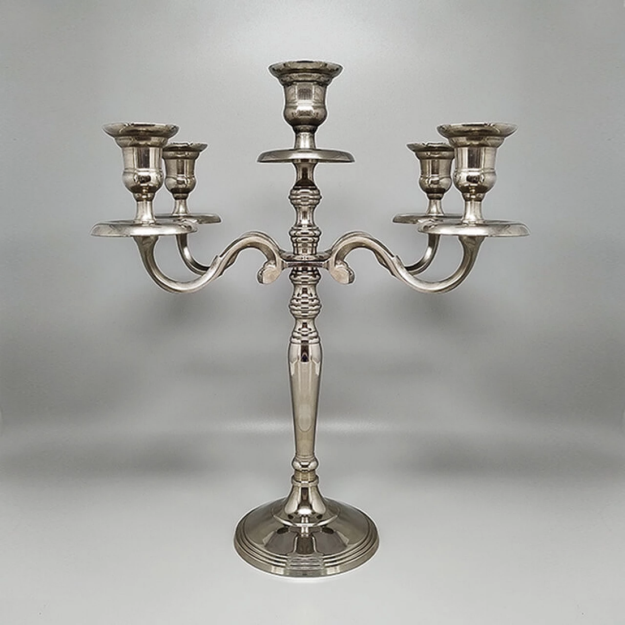 Stainless steel five-light candelabrum, 1950s 3