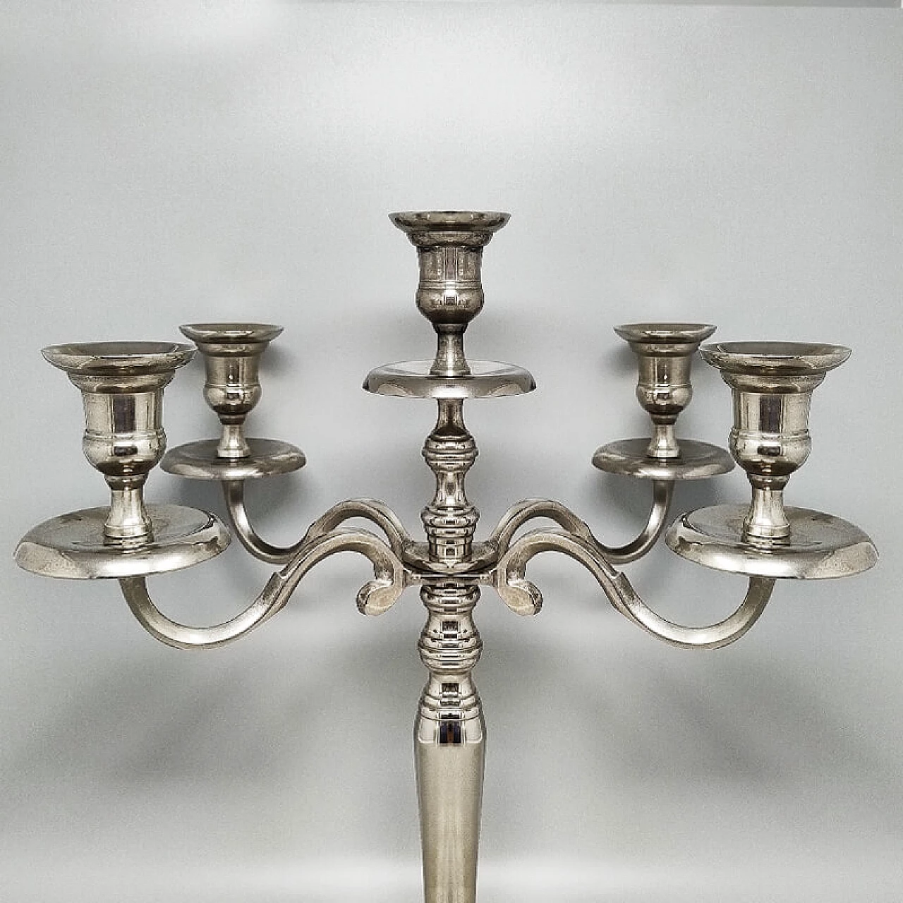 Stainless steel five-light candelabrum, 1950s 4