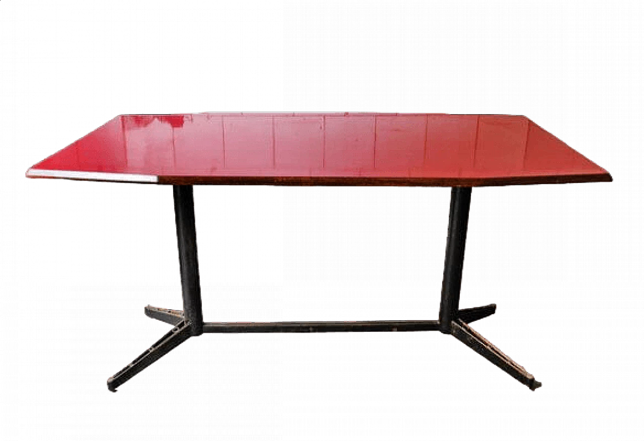 Red vintage dining table, 1970s 7