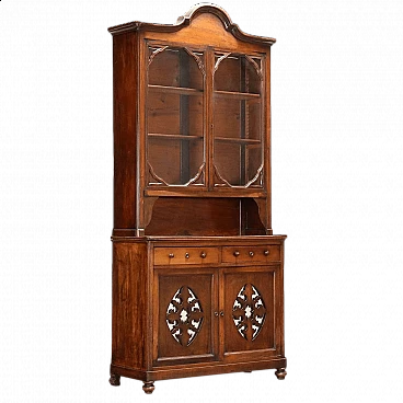Double-bodied walnut display case, late 19th century