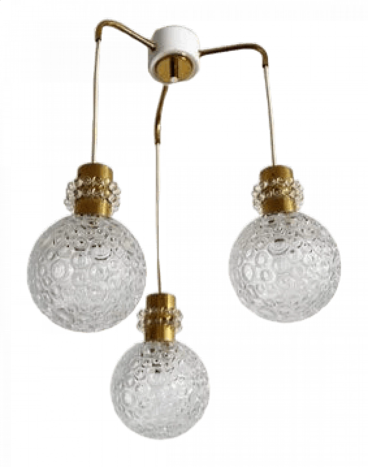 Three-light brass and glass chandelier by Emil Stejnar, 1970s 14
