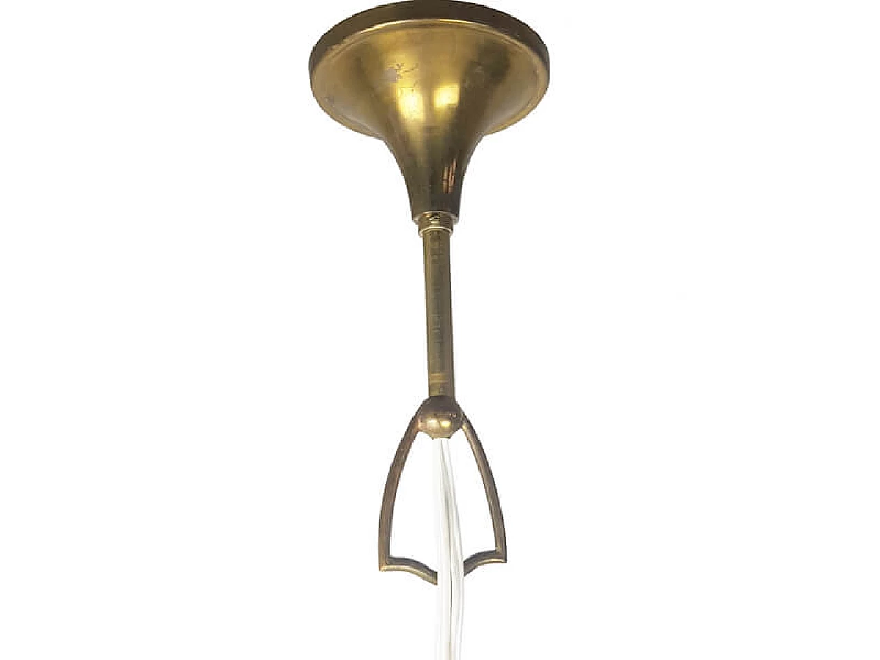 Lampadario in vetro sfaccettato e ottone nello stile di G. Ulrich, anni '40 5