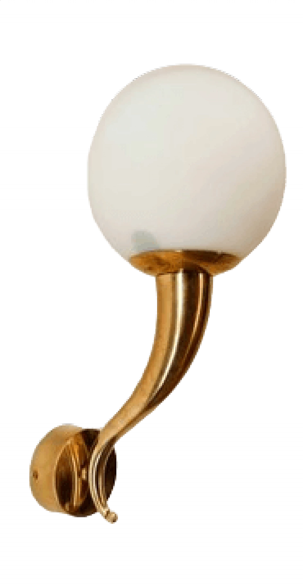 Brass and white glass wall light, 1970s 9