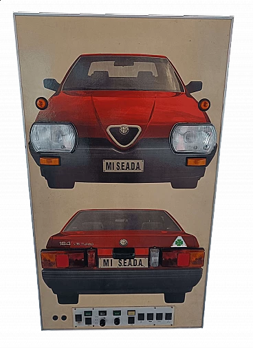 Insegna Alfa Romeo luminosa di scuola guida, anni '90