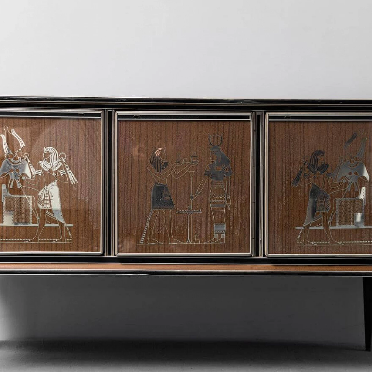 Credenza in legno e metallo con piedi in skai di Umberto Mascagni, anni '50 5