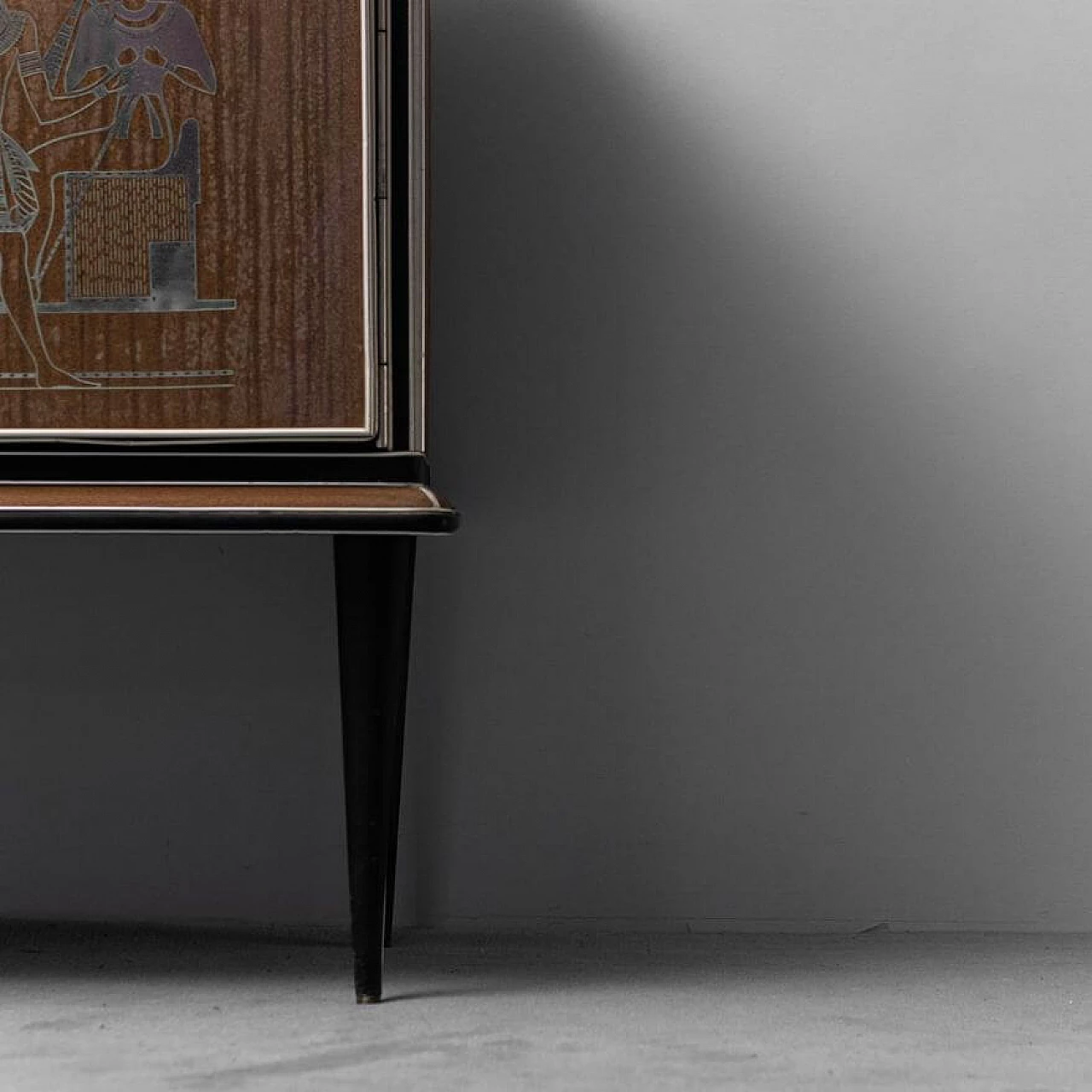 Wood and metal sideboard with skai feet by Umberto Mascagni, 1950s 15