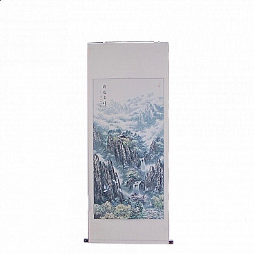 Japanese Kakejiku, painting on paper depicting a mountain panorama, mid-19th century