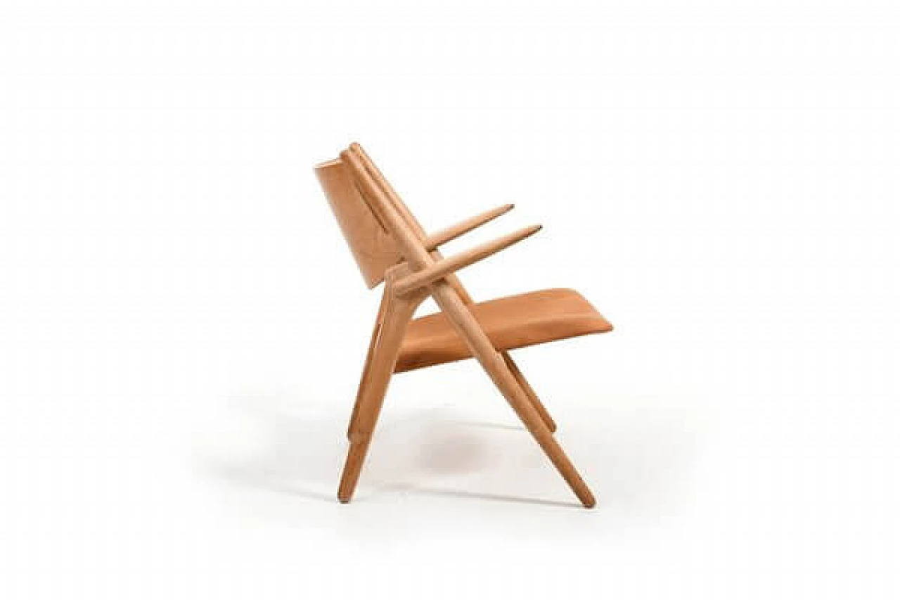 Poltrona Sawbuck CH-28 di Hans J. Wegner per Carl Hansen & Søn, anni '70 5