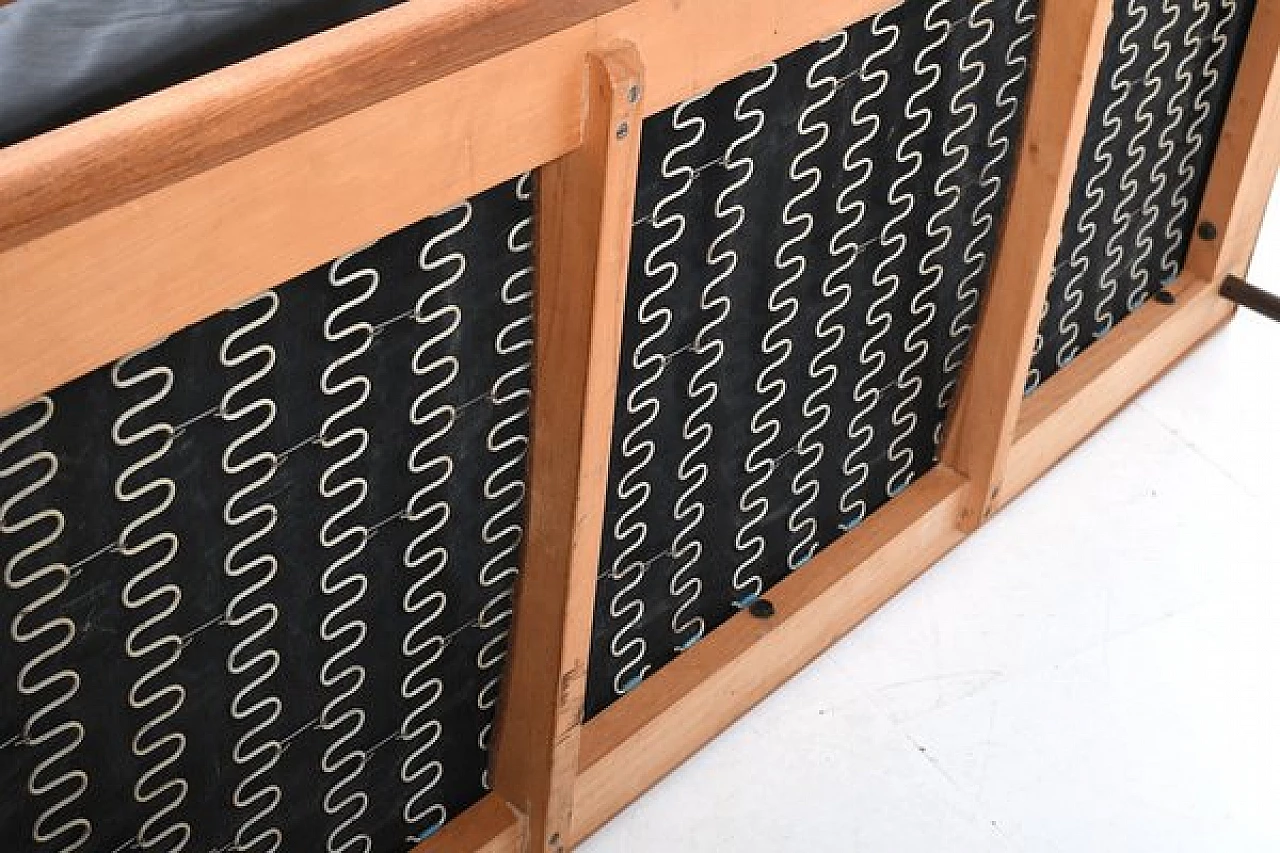 Danish solid oak and black leather sofa, 1960s 10