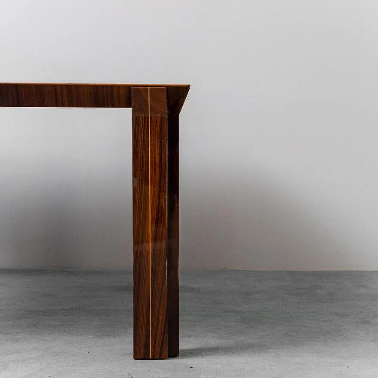 Square wooden dining table with metal details, 1970s 3