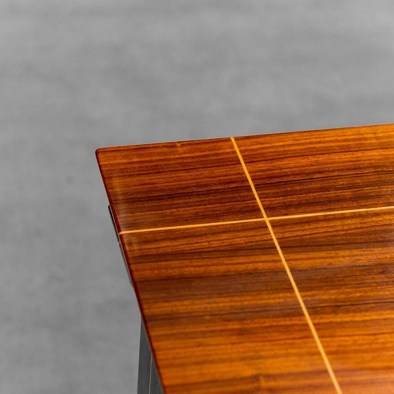 Square wooden dining table with metal details, 1970s 5