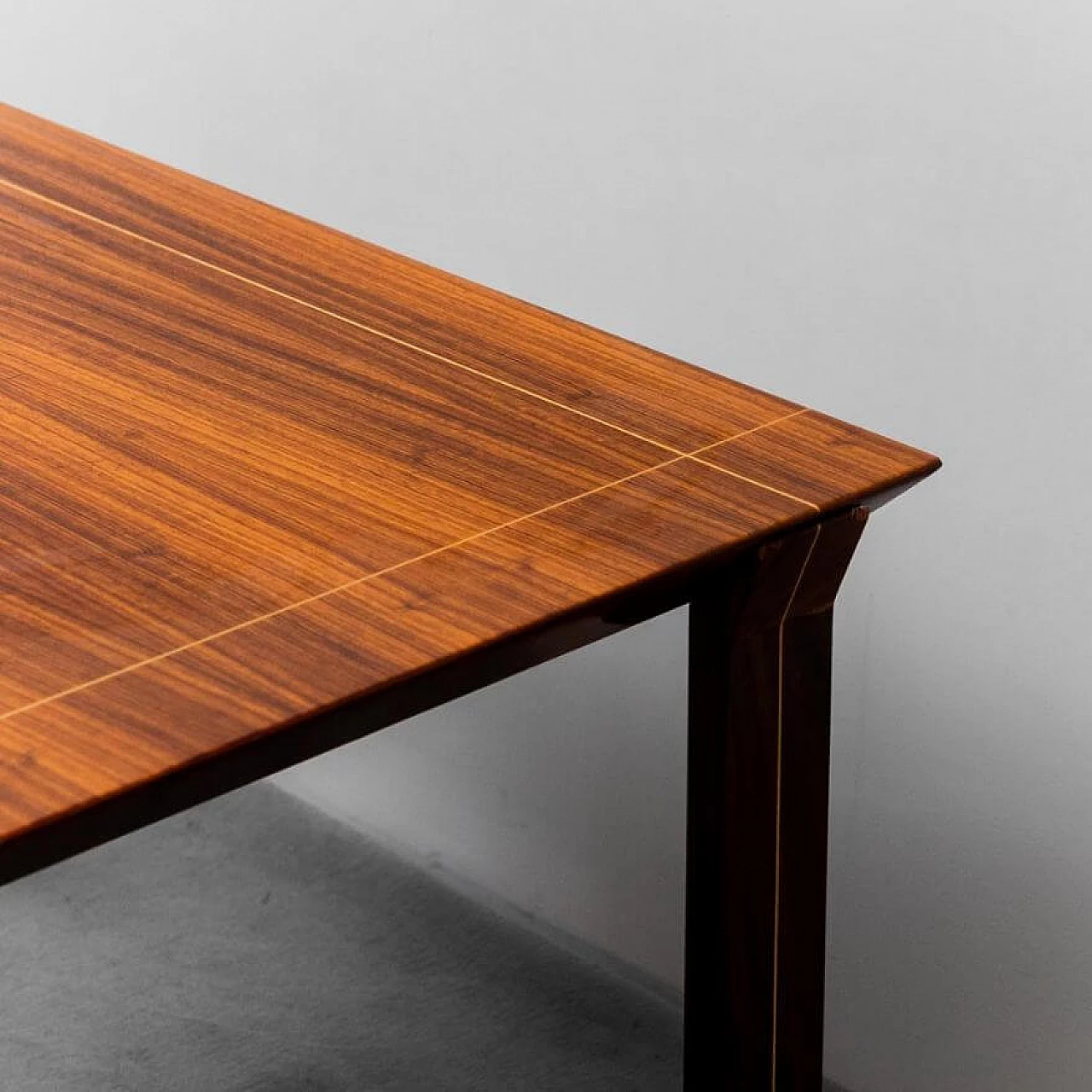 Square wooden dining table with metal details, 1970s 6