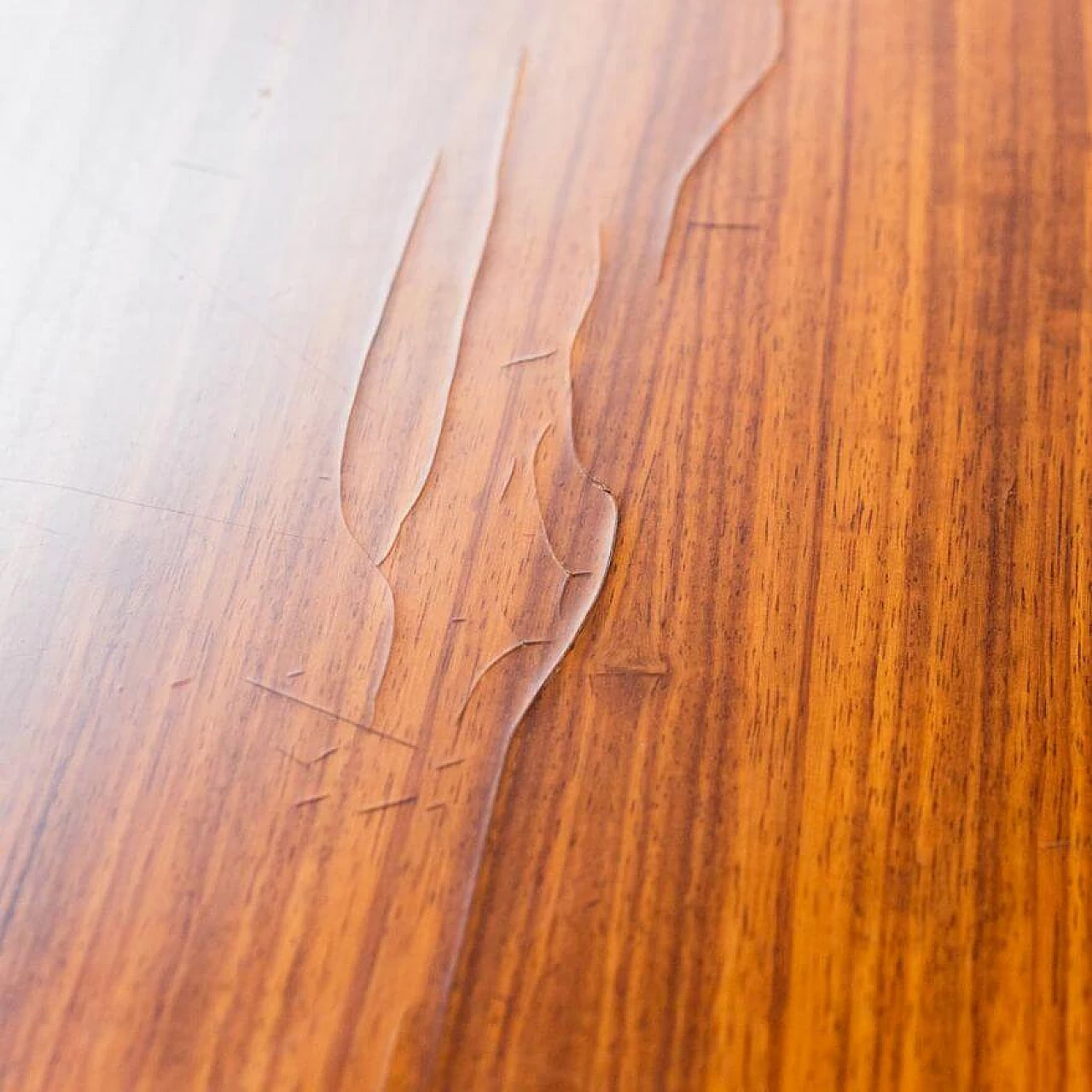 Square wooden dining table with metal details, 1970s 7