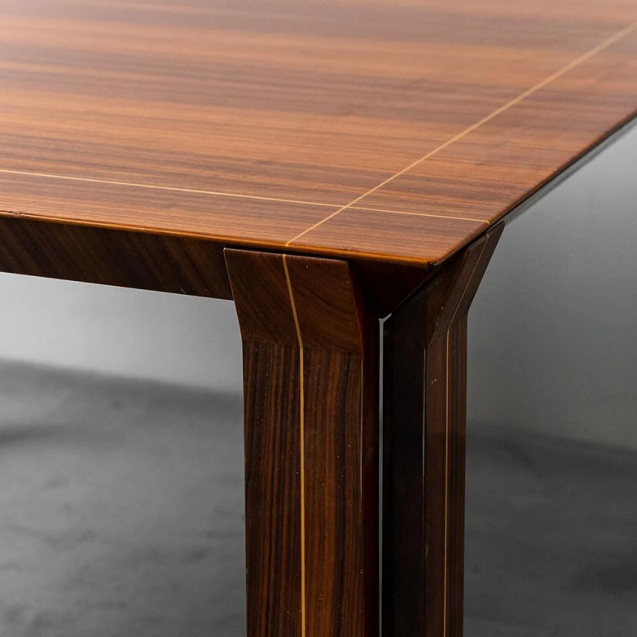 Square wooden dining table with metal details, 1970s 8