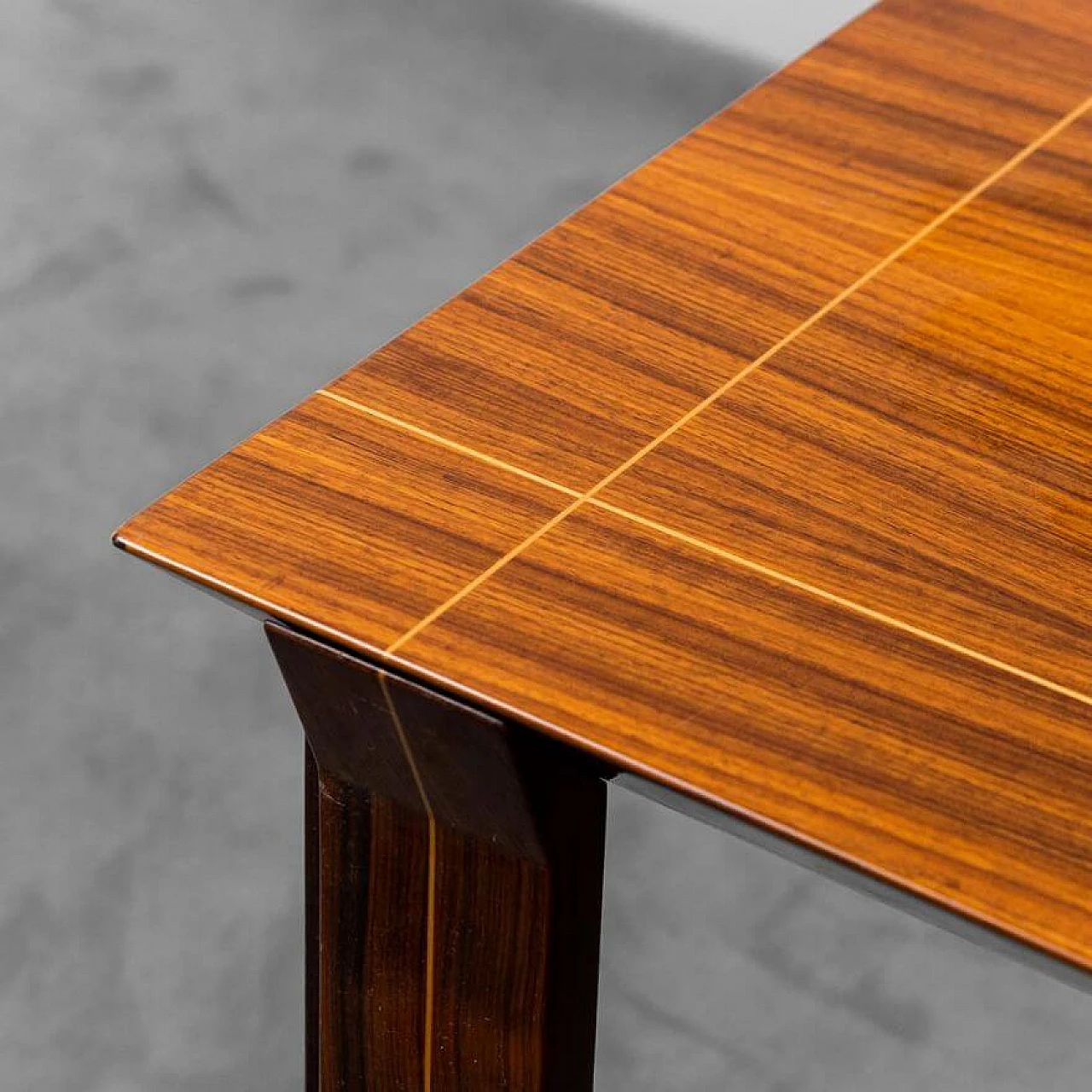 Square wooden dining table with metal details, 1970s 9