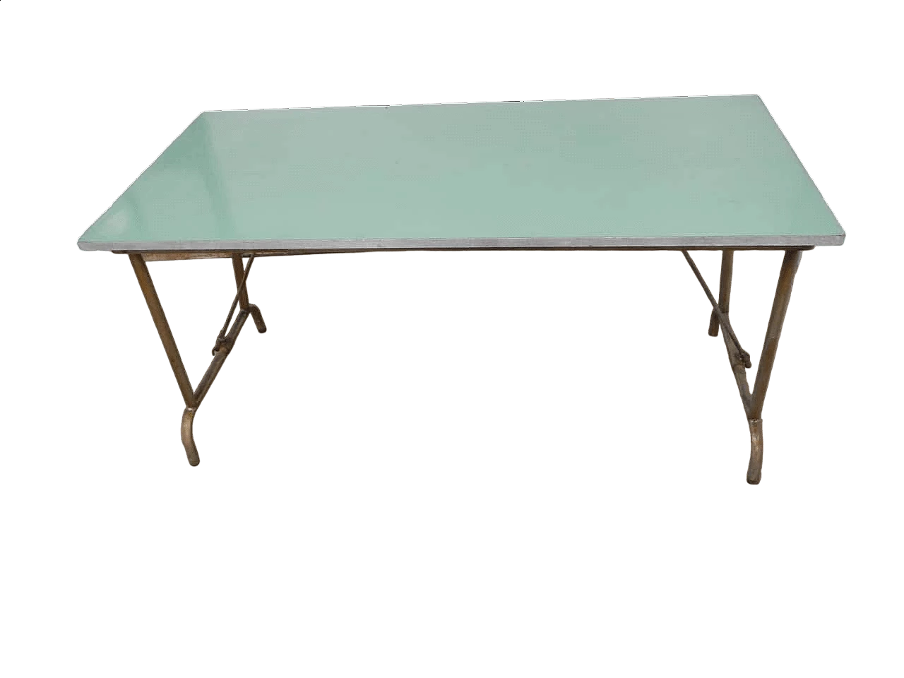 Tavolo pieghevole in ferro, legno compresso e formica, anni '60 13