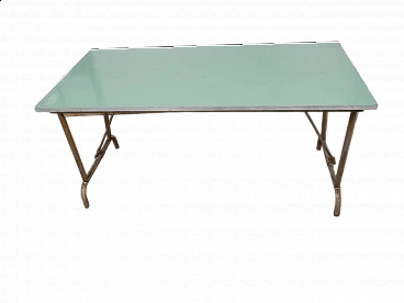 Tavolo pieghevole in ferro, legno compresso e formica, anni '60