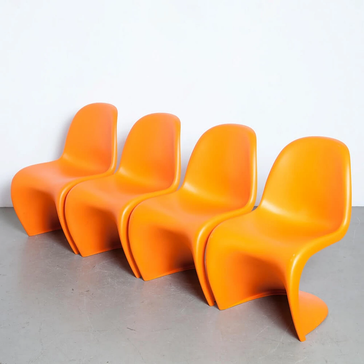 4 Sedie Panton Chair S arancioni di Verner Panton per Vitra 1
