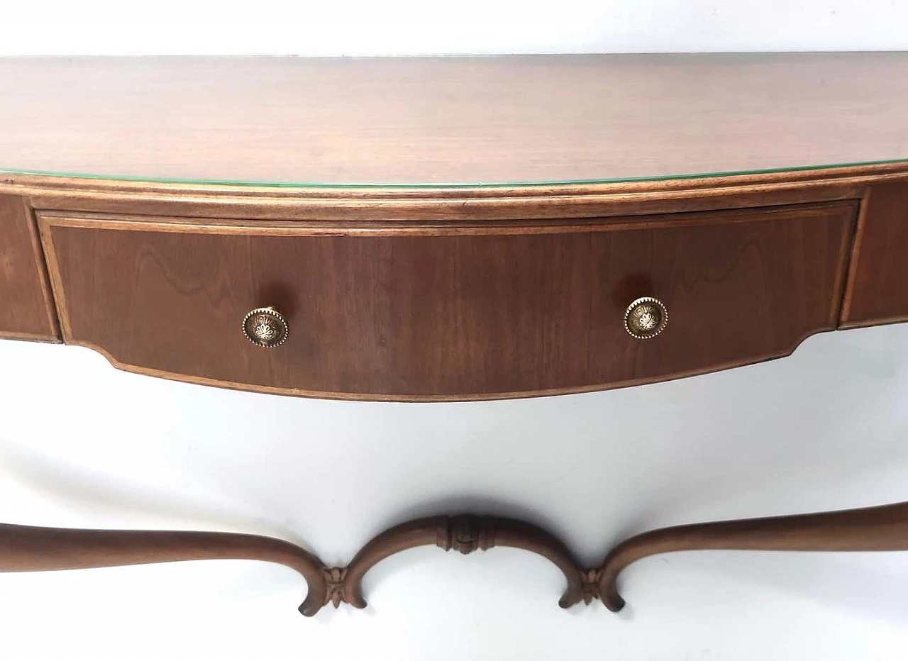 Wall console table in walnut and glass attributed to Guglielmo Ulrich, 1940s 8