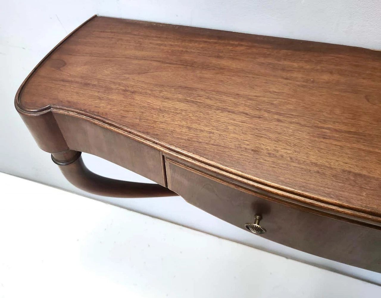 Wall console table in walnut and glass attributed to Guglielmo Ulrich, 1940s 10