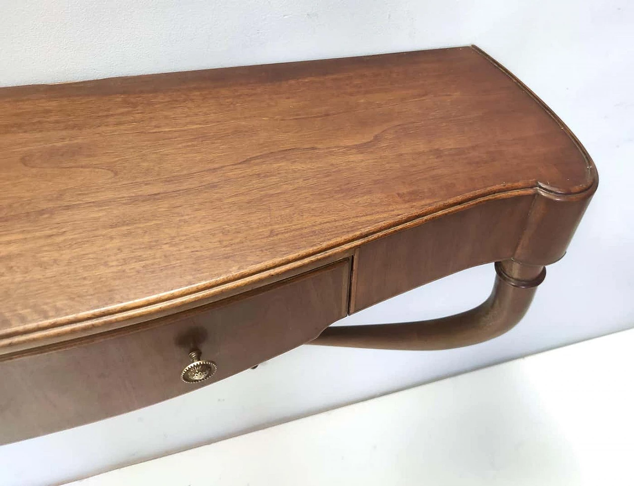 Wall console table in walnut and glass attributed to Guglielmo Ulrich, 1940s 13