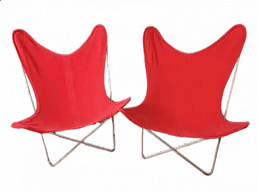 Coppia di sedie Butterfly in ferro e tessuto, anni '70