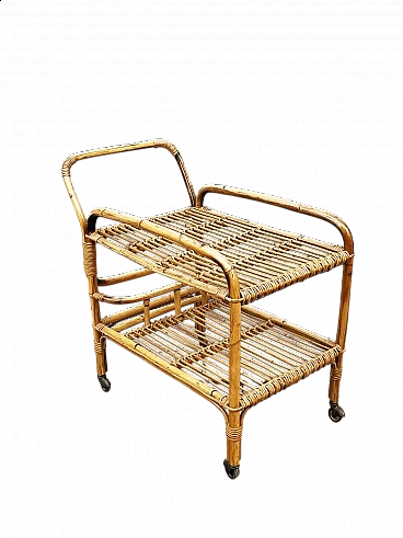 Bamboo, malacca and reed bar cart, 1960s