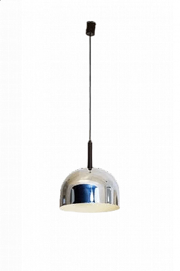 Chromed metal pendant lamp by Gae Aulenti and Livio Castiglioni for Stilnovo, 1960s