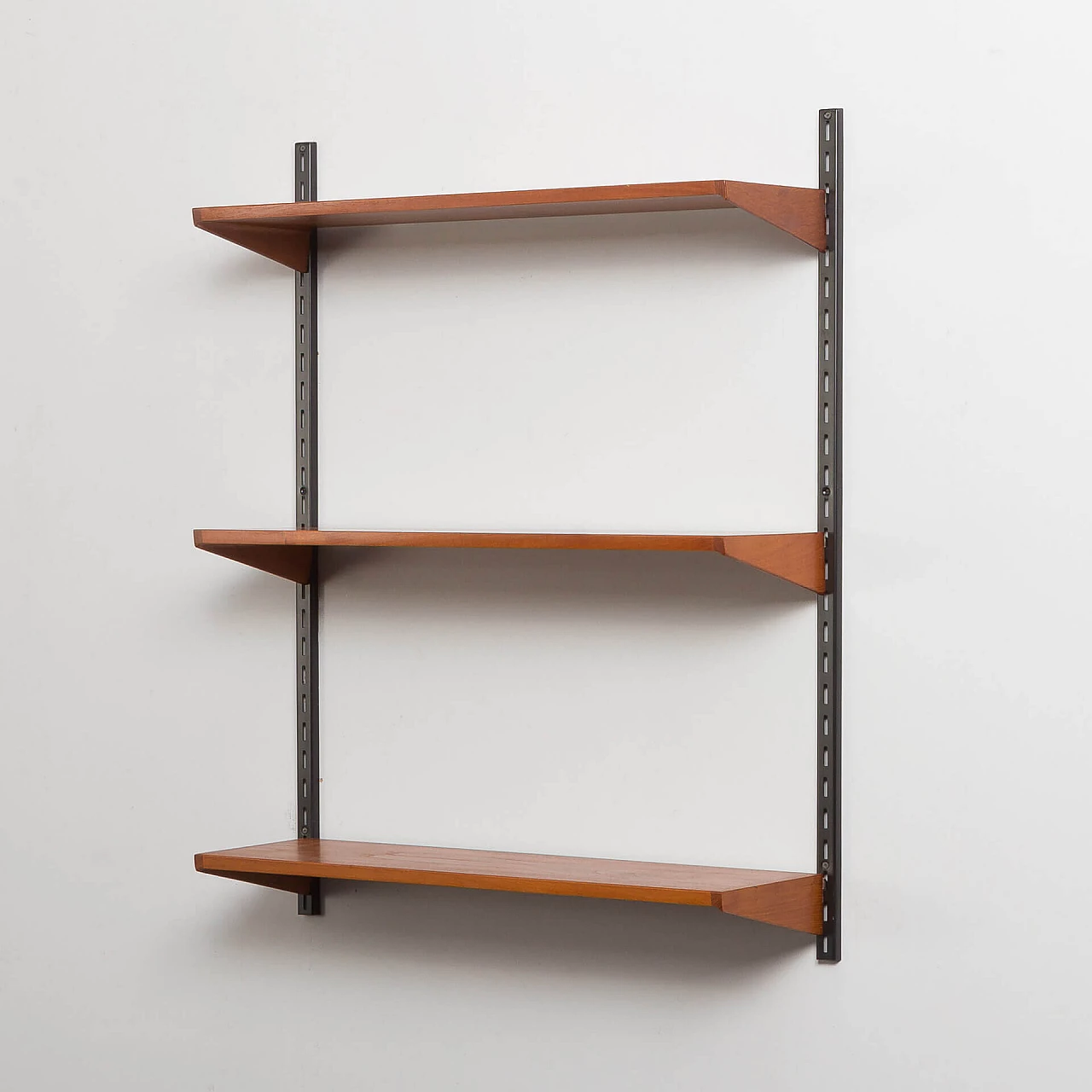 Teak wall bookcase with three shelves by Kai Kristiansen for FM Mobler, 1960s 2