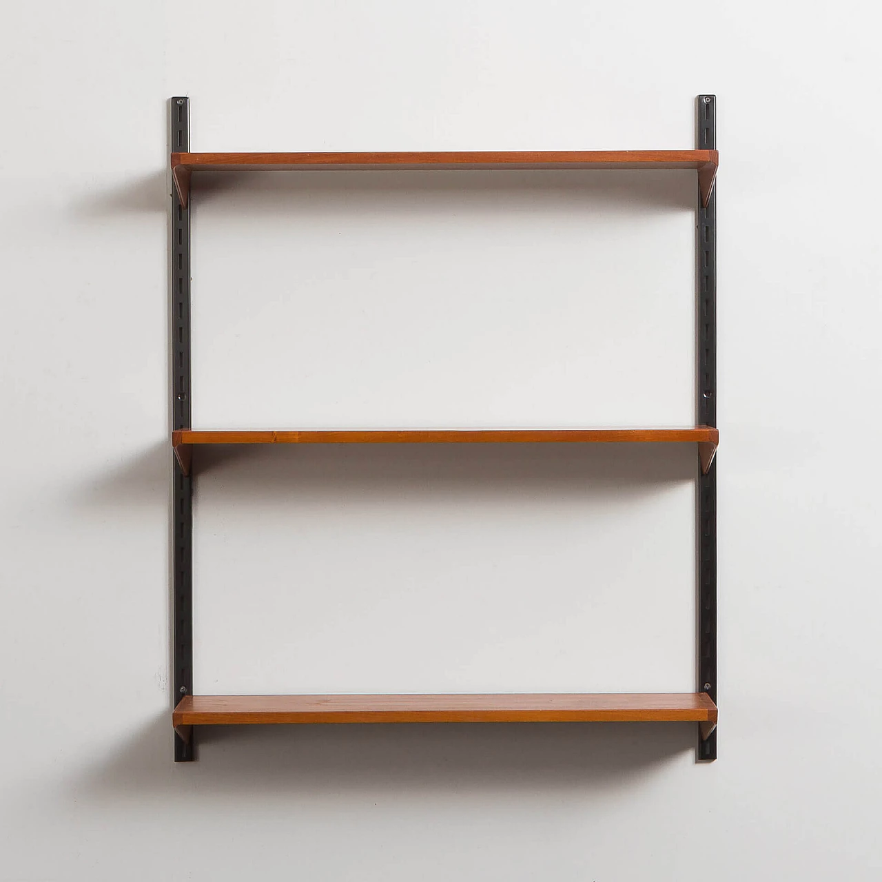 Teak wall bookcase with three shelves by Kai Kristiansen for FM Mobler, 1960s 3