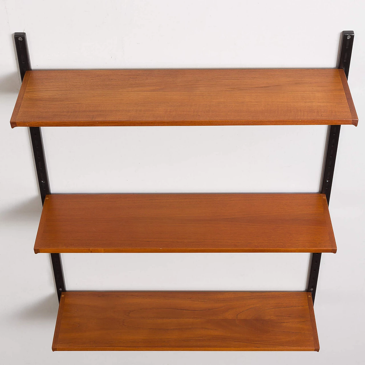 Teak wall bookcase with three shelves by Kai Kristiansen for FM Mobler, 1960s 4