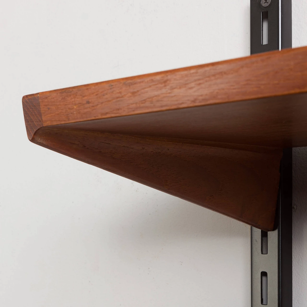 Teak wall bookcase with three shelves by Kai Kristiansen for FM Mobler, 1960s 8