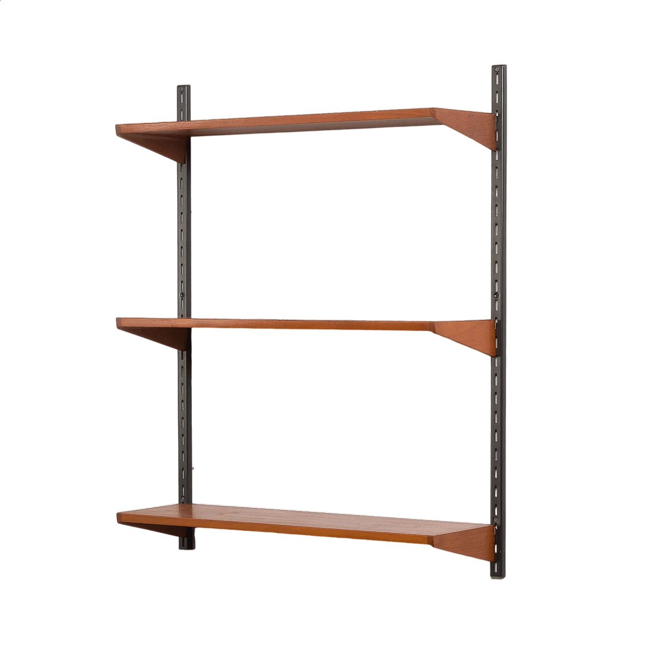Teak wall bookcase with three shelves by Kai Kristiansen for FM Mobler, 1960s 10