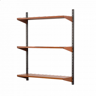 Teak wall bookcase with three shelves by Kai Kristiansen for FM Mobler, 1960s