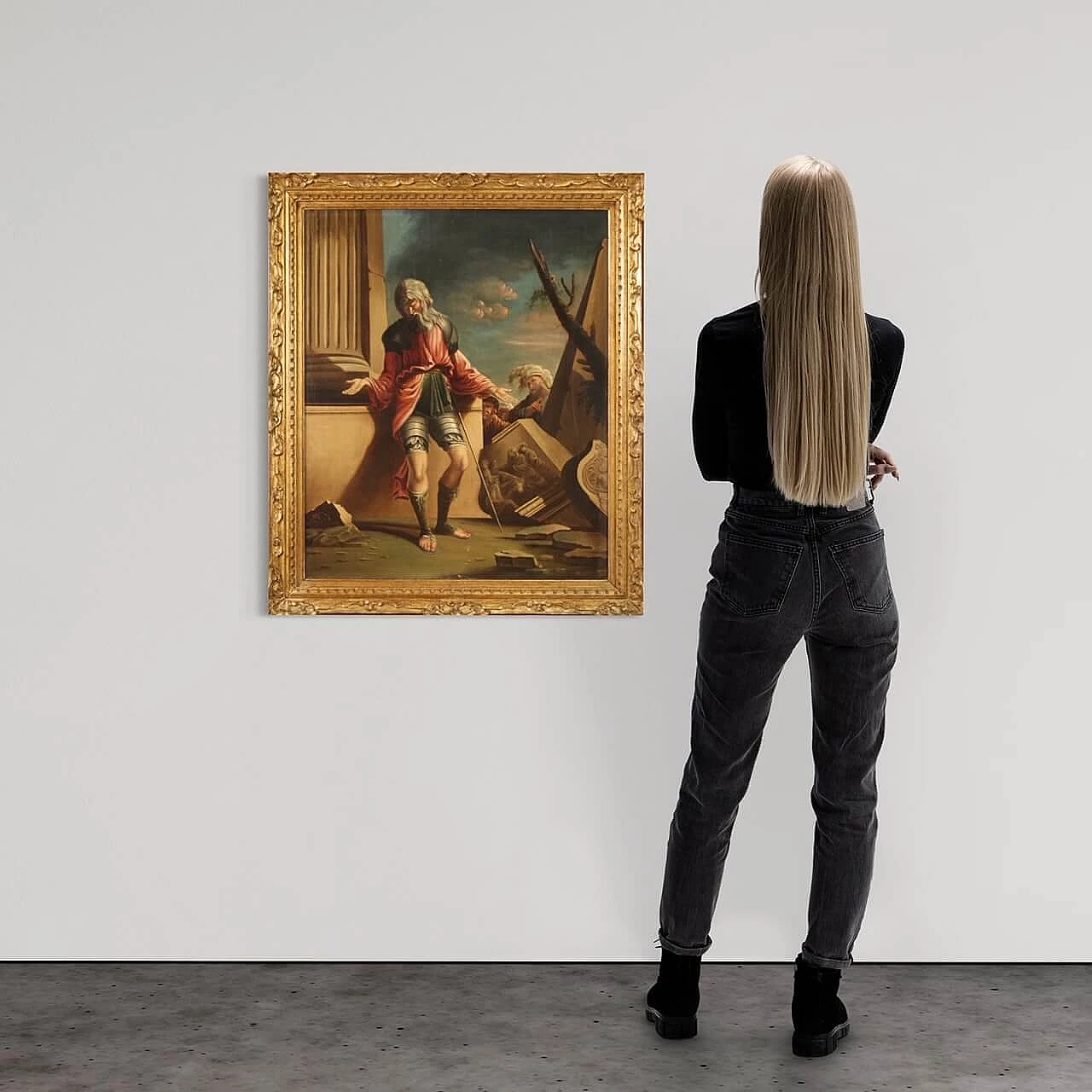 Belisario cieco viene riconosciuto da un soldato, olio su tela, '600 2